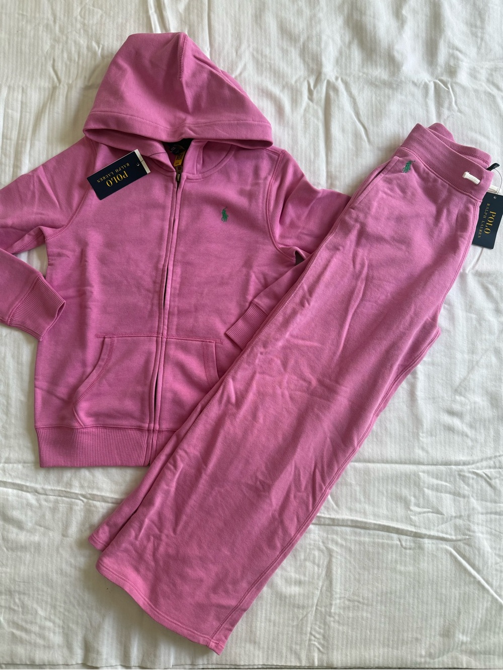 New girls Polo Ralph Lauren Sz L 12-14 Hooded Zip Jacket & Pants Set sweatsuit
